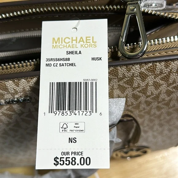 Michael Kors Tan and Cream Monogram Satchel - Picture 3 of 7